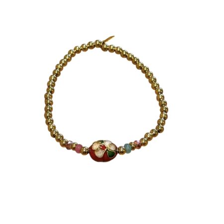 Goudkleurig elastisch armbandje met kraaltje