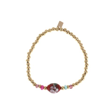 Goudkleurig elastisch armbandje met kraaltje