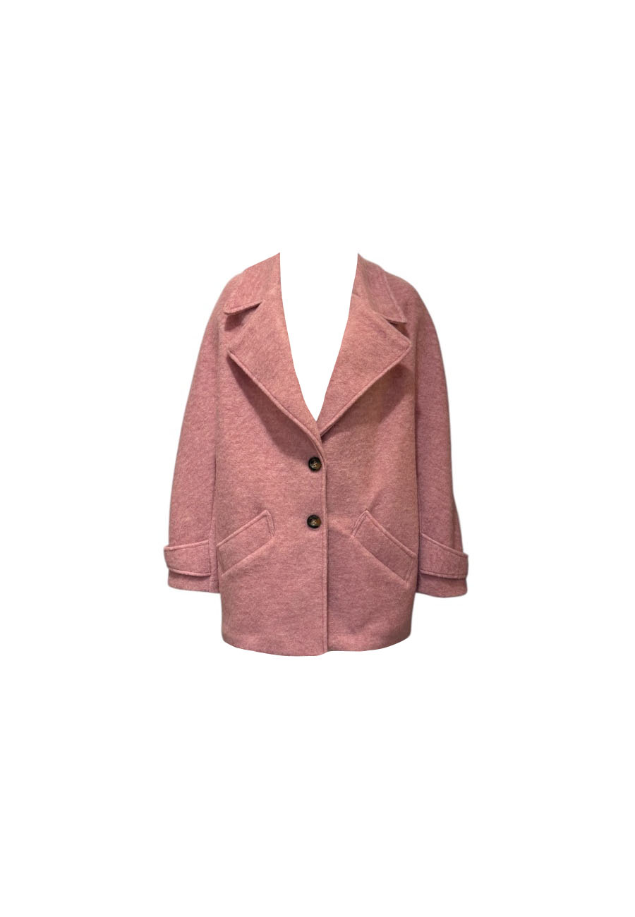 Roze wollige jas