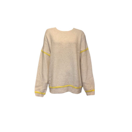 Beige trui met geel accent