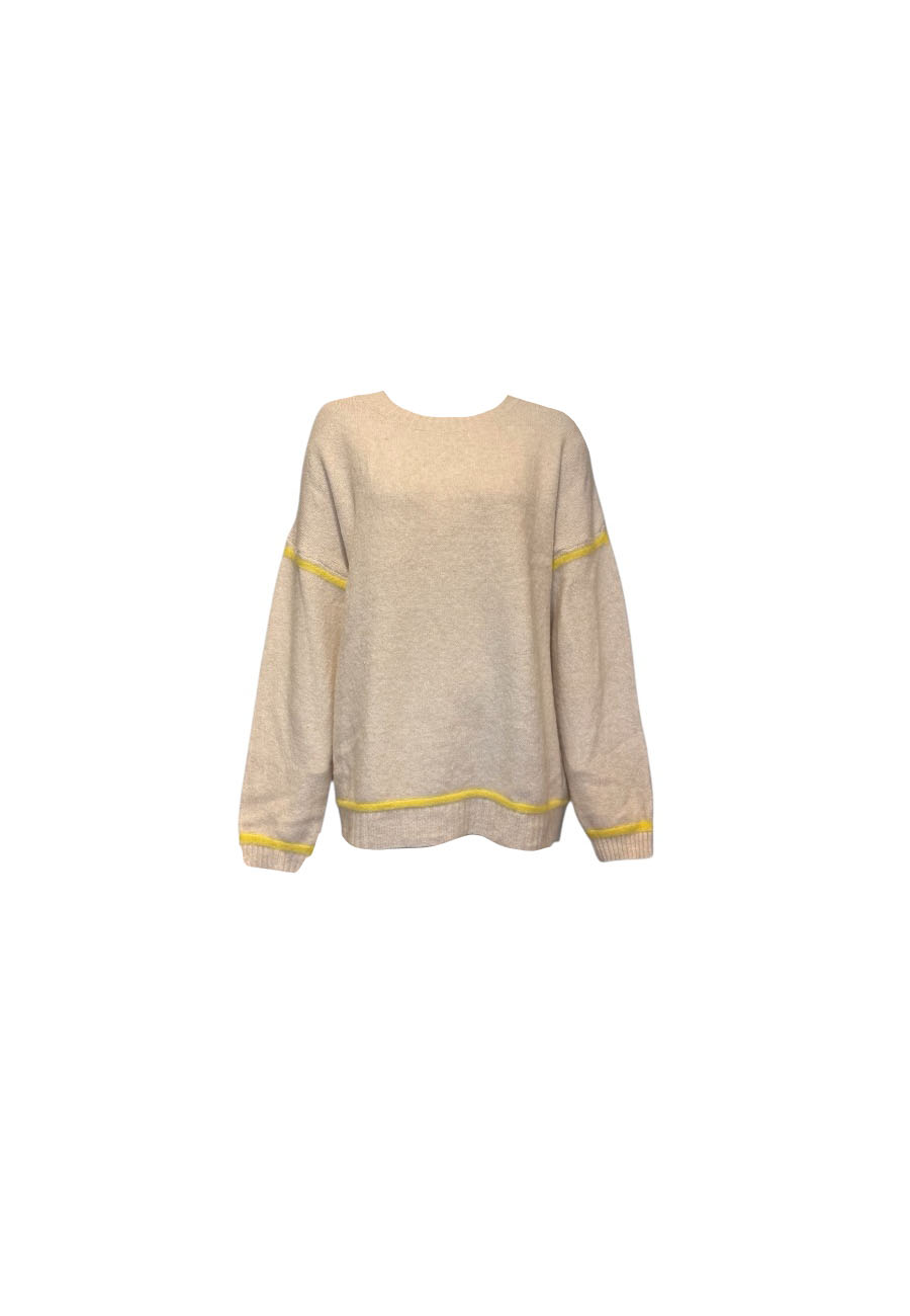 Beige trui met geel accent