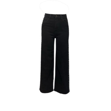 Antraciet wide leg jeans met studs