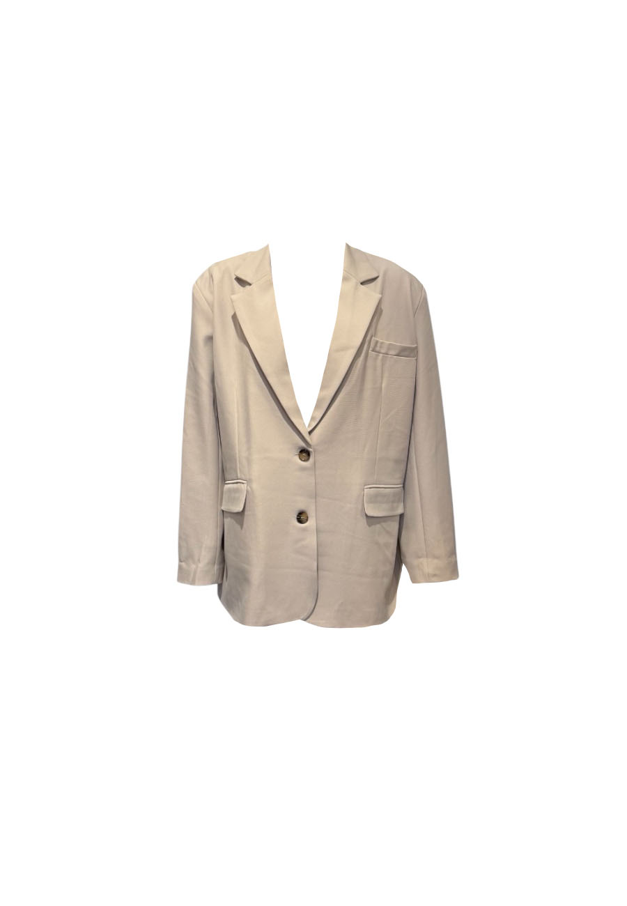 Beige oversized blazer met split op achterkant