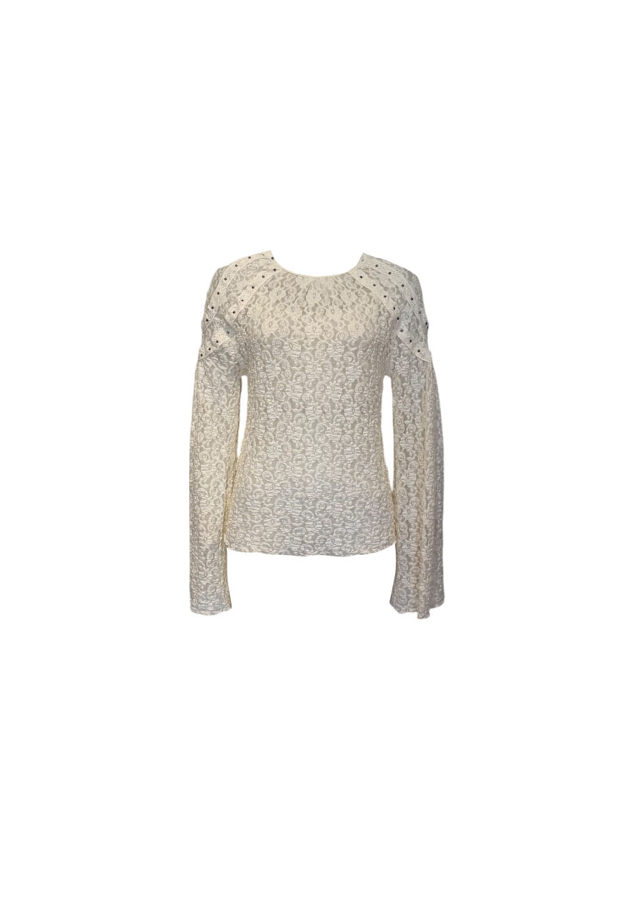 Ecru kanten top met kleine studs