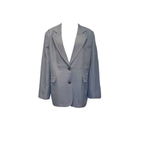 Grijsblauwe oversized blazer met split op achterkant