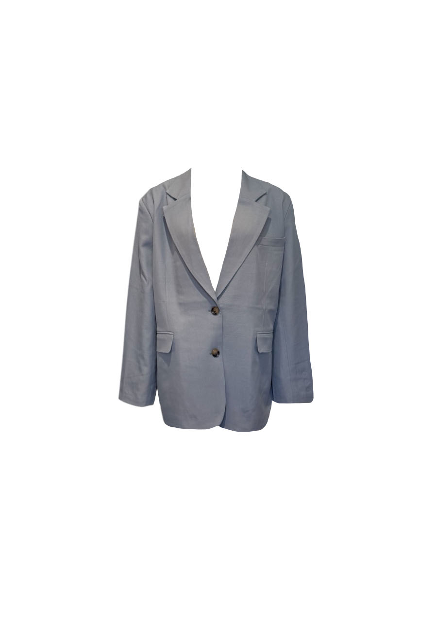 Grijsblauwe oversized blazer met split op achterkant
