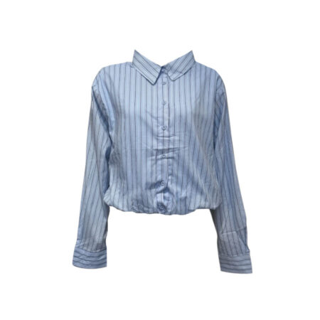 Lichtblauw gestreepte cropped blouse