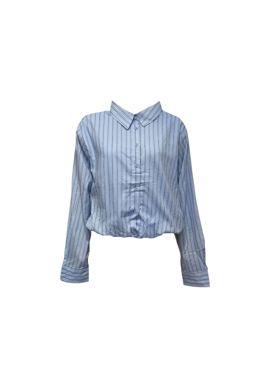 Lichtblauw gestreepte cropped blouse