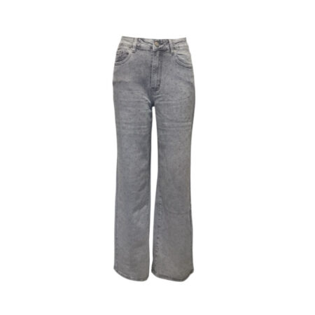 Licht Grijze Wide Leg Jeans met zilveren studs
