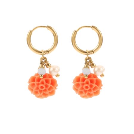 Kleine oorbelletjes met leuke gekleurde bloem