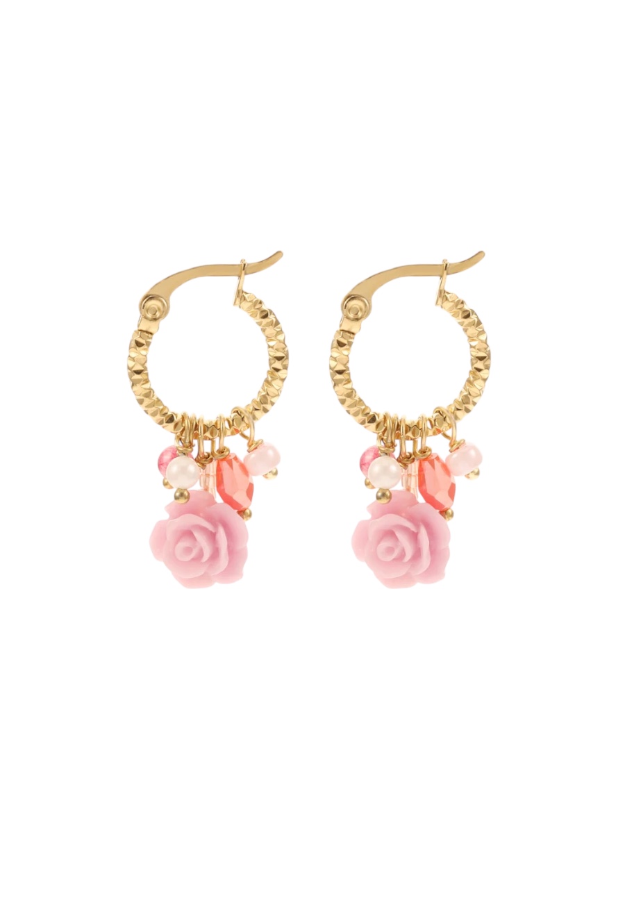 Kleine oorbelletjes met leuke gekleurde bloem