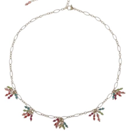 Korte goudkleurige ketting met vrolijke kraaltjes