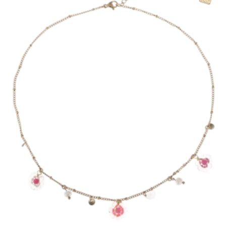 Korte goudkleurige ketting met bedeltjes