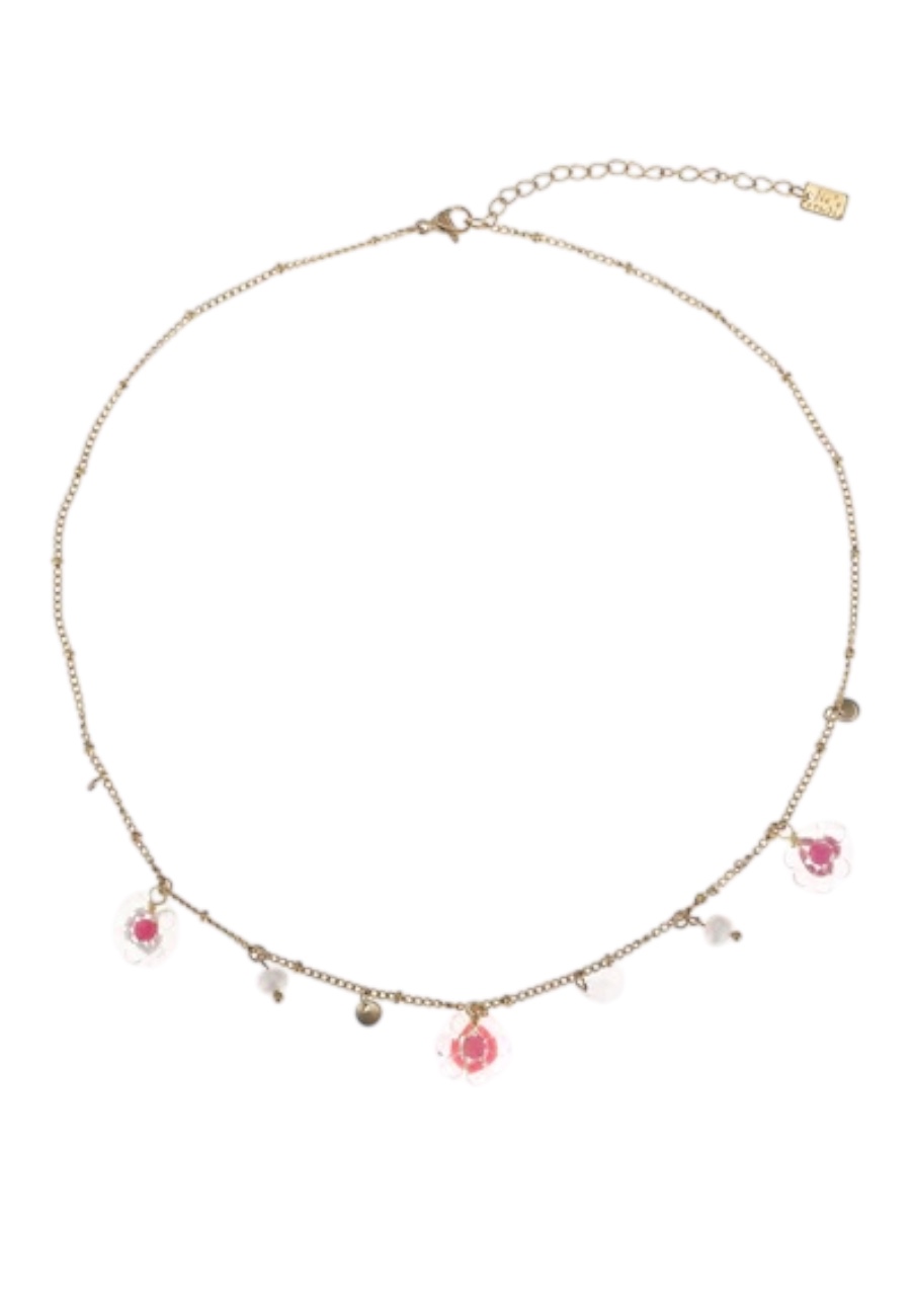 Korte goudkleurige ketting met bedeltjes