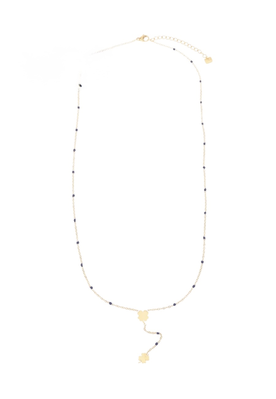 Korte goudkleurige ketting met bedeltjes