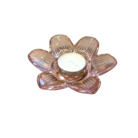 Glazen sfeerlichtje in bloemvorm