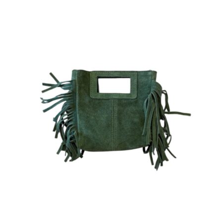 Groen suède handtasje met franjes