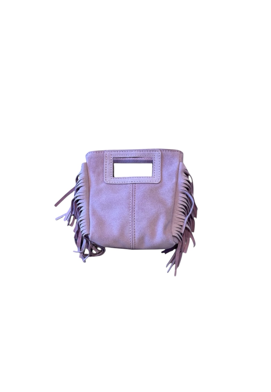 Roze suède handtasje met franjes