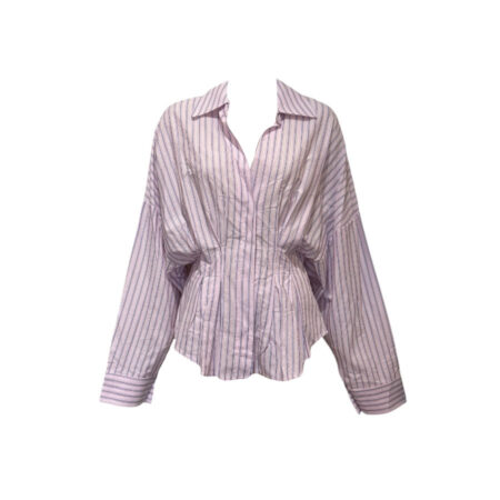 Roze gestreepte getailleerde blouse