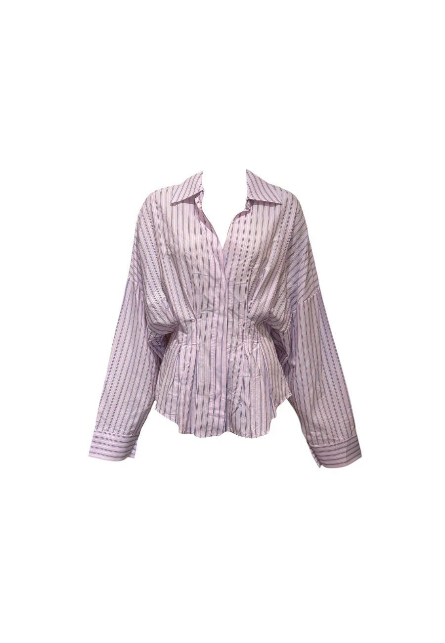 Roze gestreepte getailleerde blouse