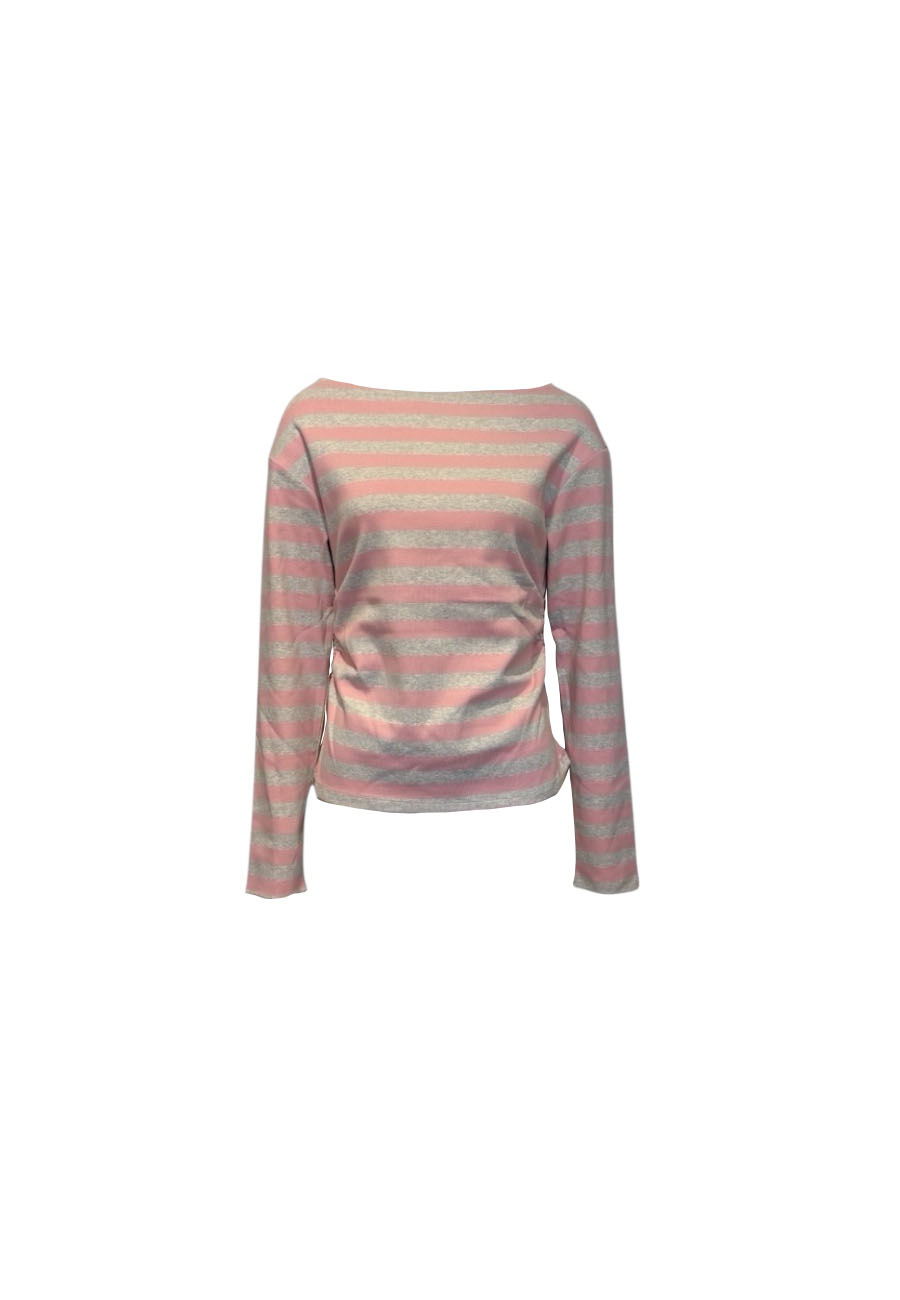 Roze/grijs gestreept shirt