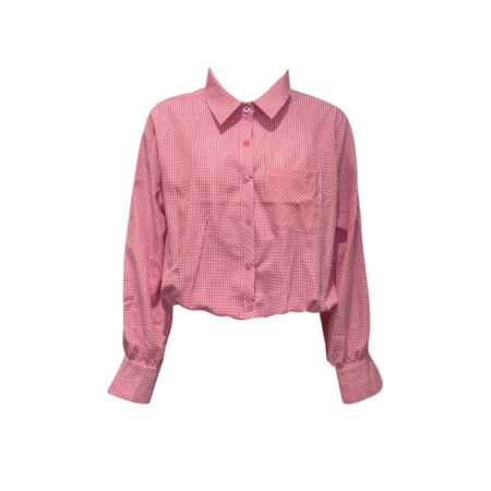 Roze/wit ruiten cropped blouse