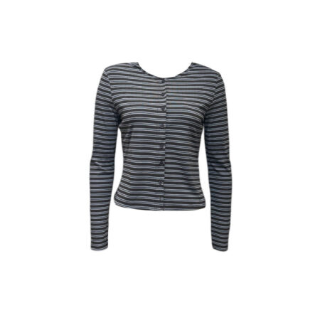 Tricot gestreept vestje met lange mouwen