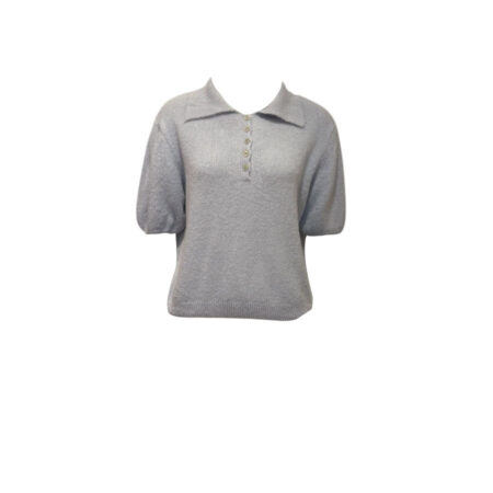Zacht gebreid truitje grijs met kraagje