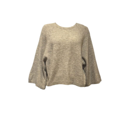 Zandkleurige mêlee basic trui met uitlopende mouwen