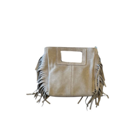 Beige suède handtasje met franjes