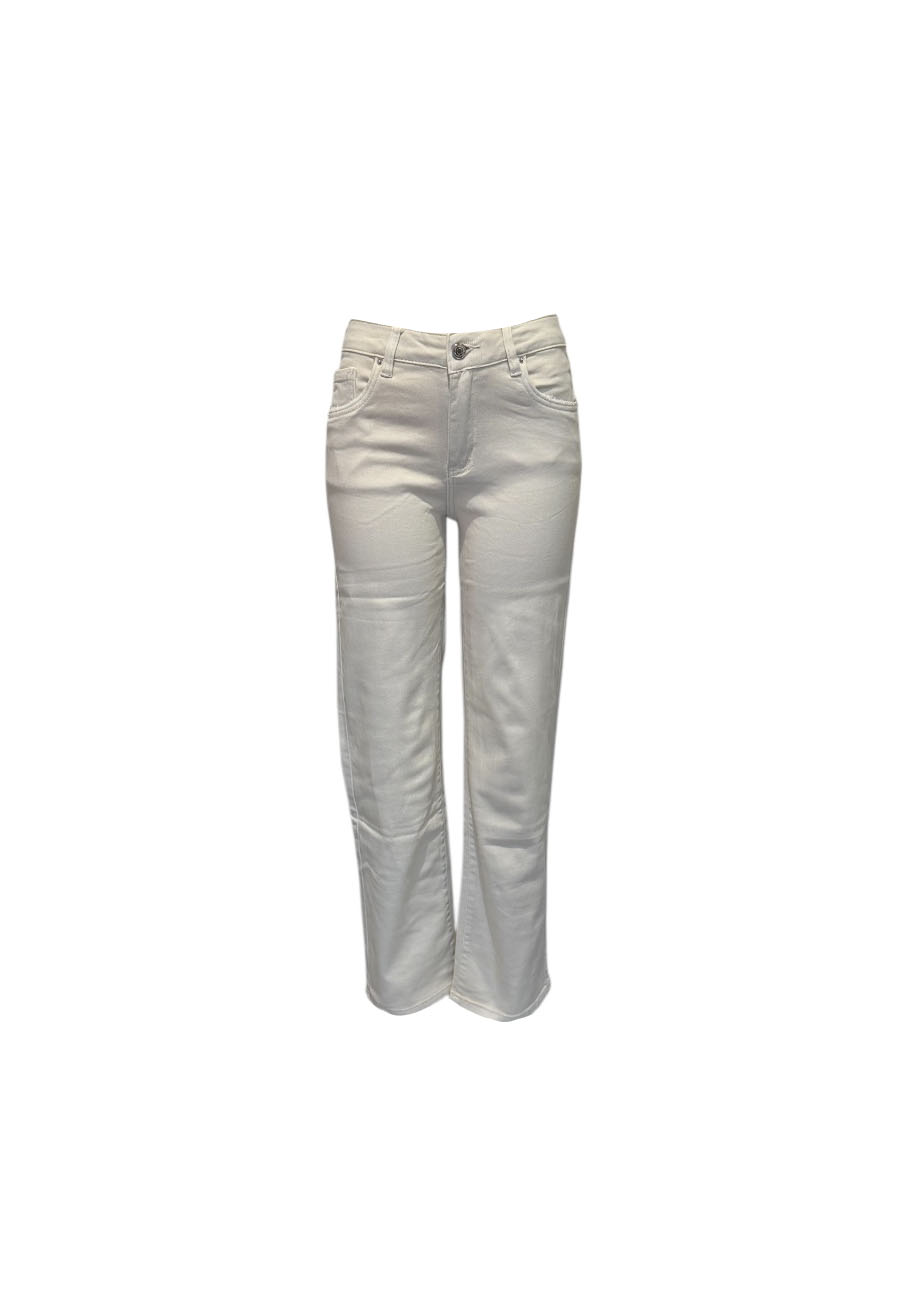 Ecru wide leg mid rise jeans