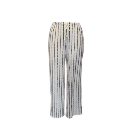 Ecru/zwart gestreepte broek