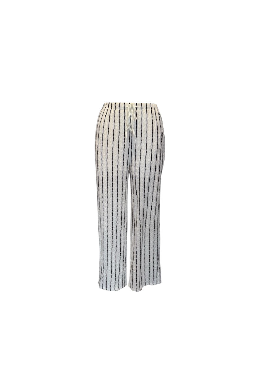 Ecru/zwart gestreepte broek