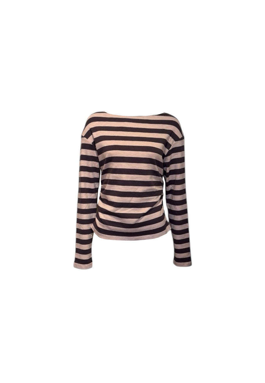 Roze/bruin gestreept shirt