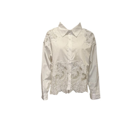 Witte poplin blouse met kant