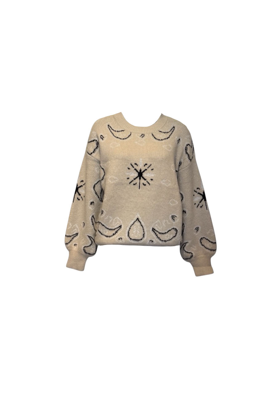 Beige trui met ingeweven patroon