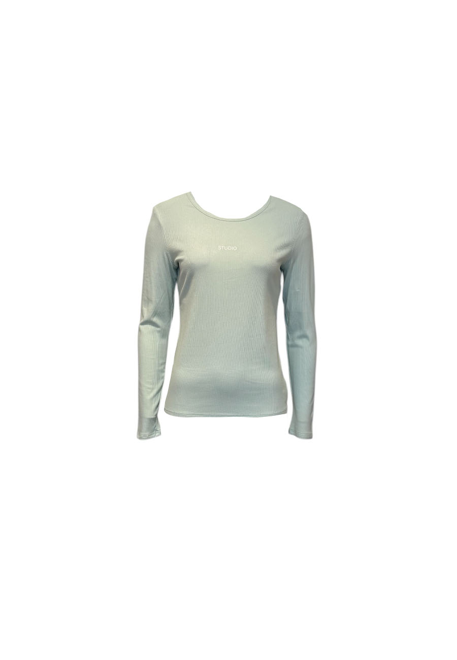 Basic ribbed shirt mintgroen