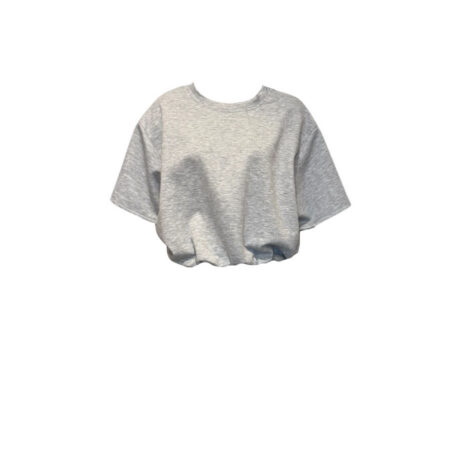 Grijs mêlee cropped sweater korte mouw