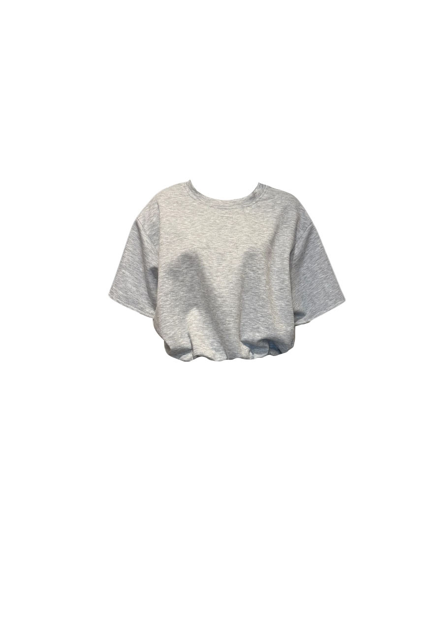 Grijs mêlee cropped sweater korte mouw