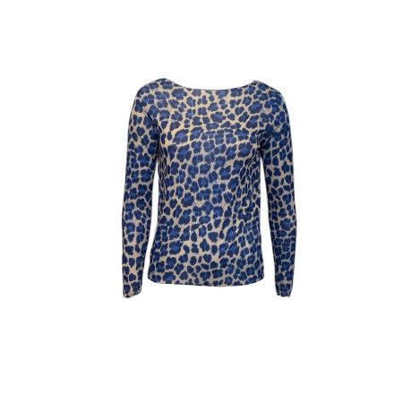 Shirt leopard kobaltblauw