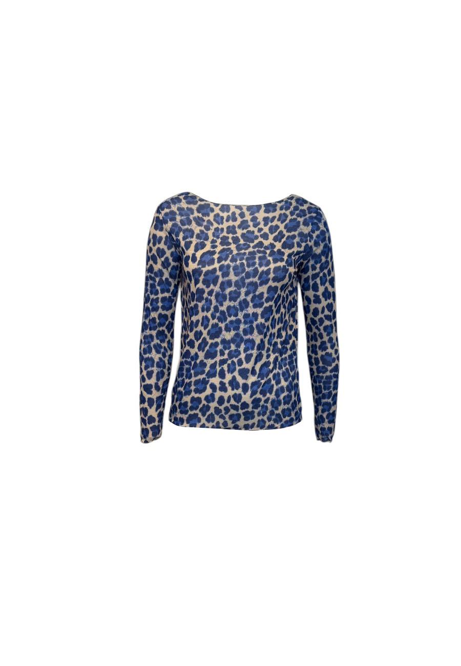Shirt leopard kobaltblauw
