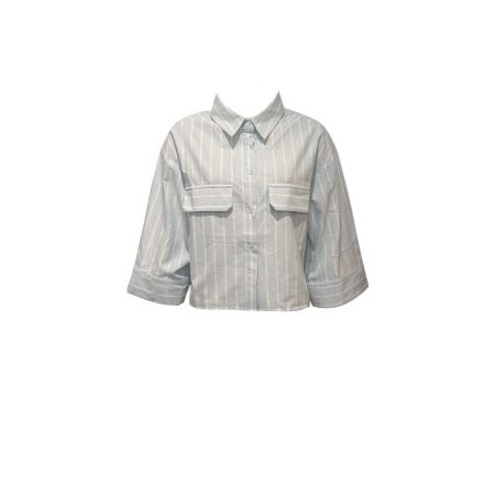 Lichtblauw gestreepte blouse