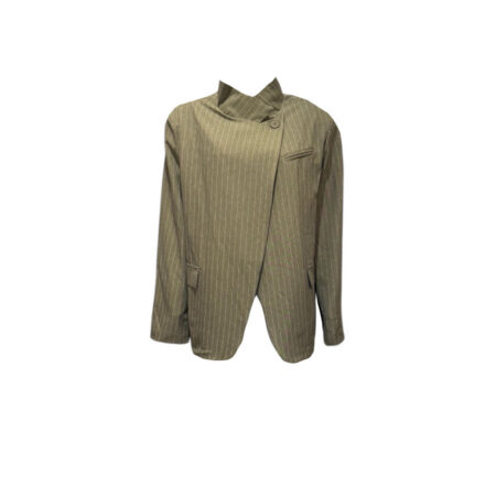 Olijfgroene blazer met krijtstreep