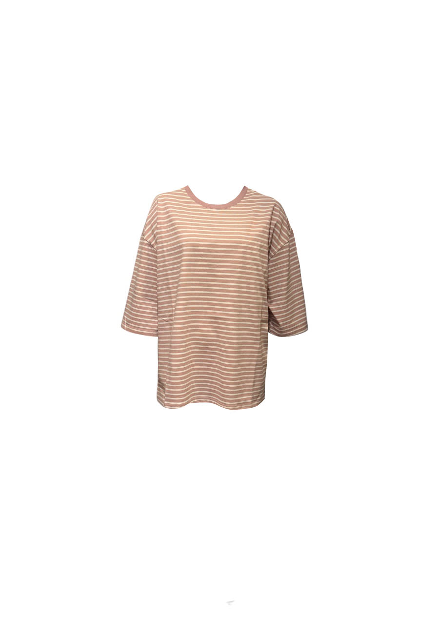 Roze/ecru gestreept oversized shirt