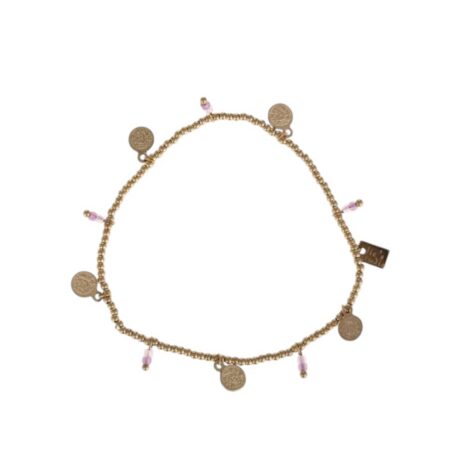 Goudkleurig elastisch armbandje met bedeltjes