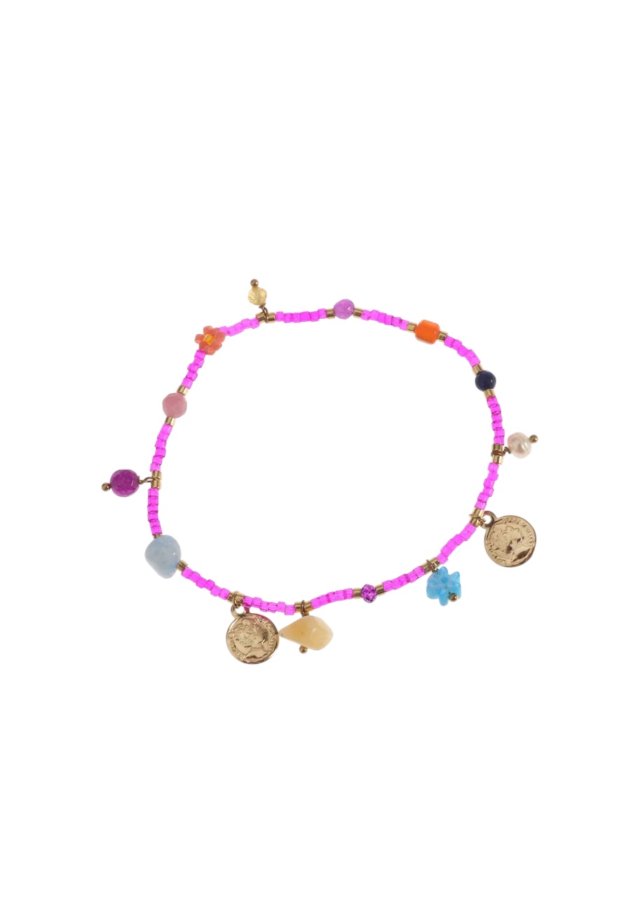 Luxe goudkleurig elastisch armbandje met kraaltjes