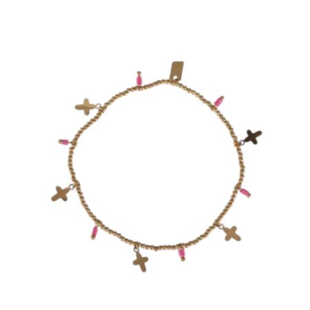 Goudkleurig elastisch armbandje met bedeltjes