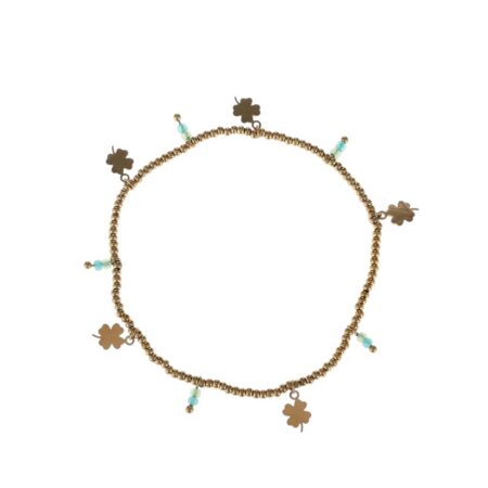 Goudkleurig elastisch armbandje met bedeltjes