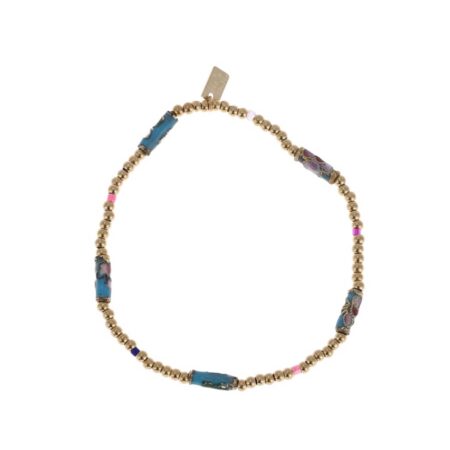 Luxe goudkleurig elastisch armbandje met kraaltjes