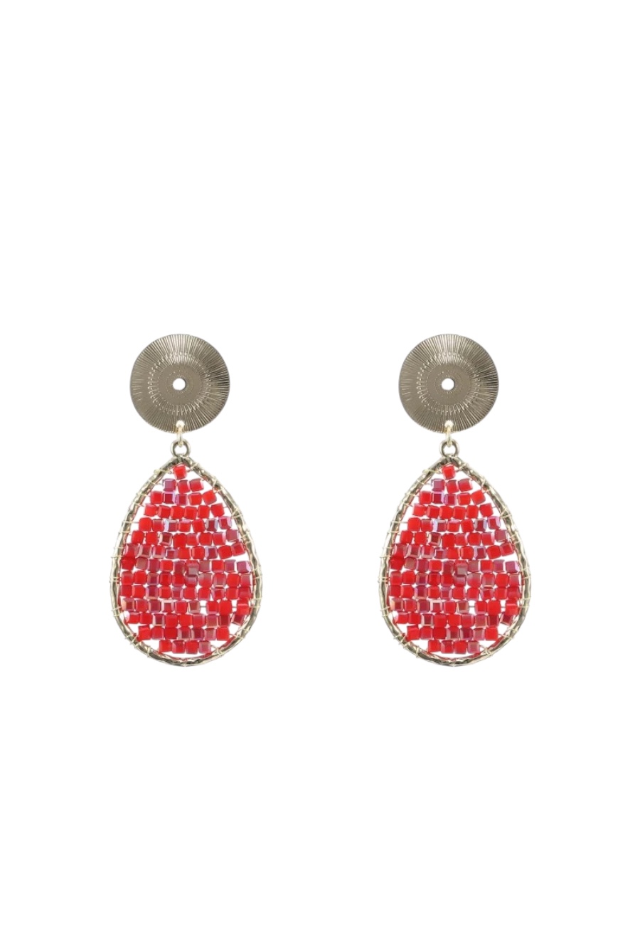 Goudkleurige oorbellen met gekleurde kraaltjes